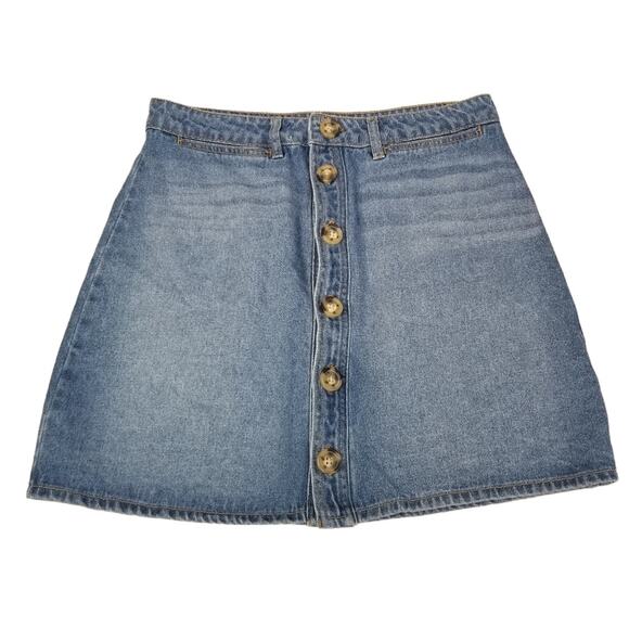 Harper Heritage Jean Skirt Mini Skirt Denim Button Front Light wash Size Large - Picture 6 of 6